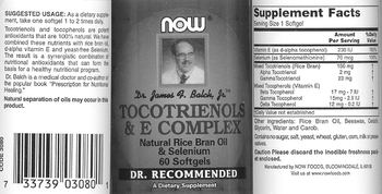 NOW Dr. James F. Balch, Jr Tocotrienols & E Complex - supplement