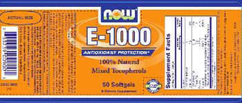 NOW E-1000 100% Natural Mixed Tocopherols - supplement