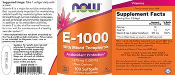 NOW E-1000 with Mixed Tocopherols - supplement