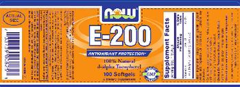 NOW E-200 100% Natural D-Alpha Tocopheryl - supplement