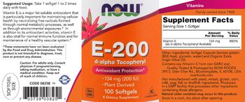 NOW E-200 d-alpha Tocopheryl - supplement