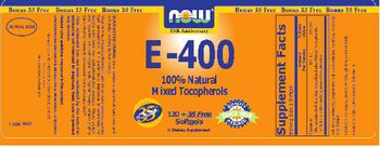 NOW E-400 100% Natural Mixed Tocopherols - supplement