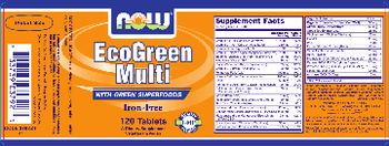 NOW EcoGreen Multi Iron-Free - supplement