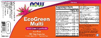 NOW EcoGreen Multi Iron-Free - supplement