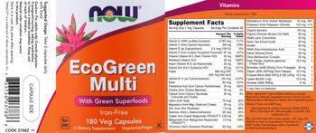 NOW EcoGreen Multi Iron-Free - supplement