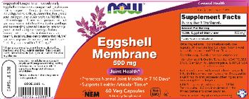 NOW Eggshell Membrane 500 mg - supplement