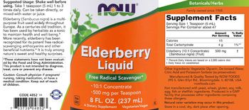 NOW Elderberry Liquid - supplement