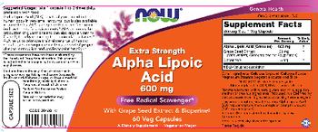 NOW Extra Strength Alpha Lipoic Acid 600 mg - supplement