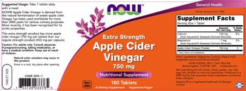 NOW Extra Strength Apple Cider Vinegar 750 mg - supplement