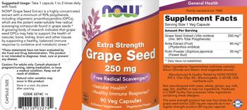NOW Extra Strength Grape Seed 250 mg - supplement