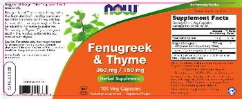 NOW Fenugreek & Thyme 350 mg / 150 mg - herbal supplement