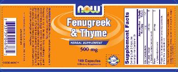NOW Fenugreek & Thyme 500 mg - supplement
