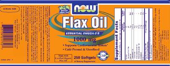 NOW Flax Oil 1000 mg - supplement