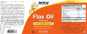 NOW Flax Oil 1000 mg - supplement