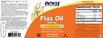 NOW Flax Oil 1000 mg - supplement