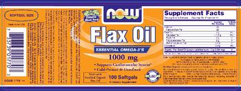NOW Flax Oil 1000 mg - supplement