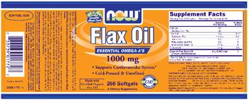 NOW Flax Oil 1000 mg - supplement