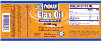 NOW Flax Oil 1000 mg - supplement