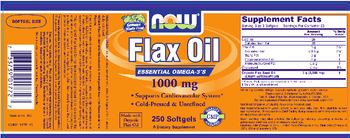 NOW Flax Oil 1000 mg - supplement