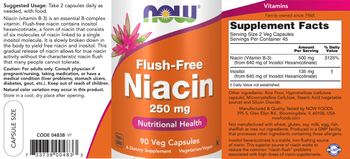 NOW Flush-Free Niacin 250 mg - supplement