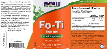 NOW Fo-Ti 560 mg - supplement