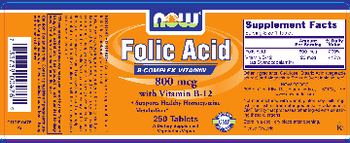 NOW Folic Acid 800 mcg With Vitamin B-12 - supplement