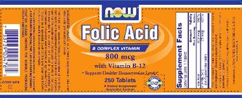 NOW Folic Acid 800 mcg With Vitamin B-12 - supplement