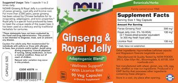 NOW Ginseng & Royal Jelly - supplement