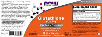 NOW Glutathione 500 mg - supplement