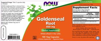 NOW Goldenseal Root 500 mg - herbal supplement