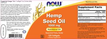 NOW Hemp Seed Oil 1000 mg - supplement