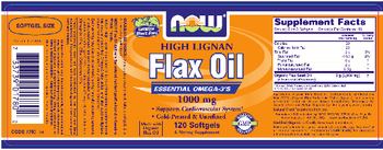 NOW High Lignan Flax Oil 1000 mg - supplement