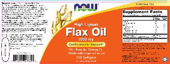 NOW High Lignan Flax Oil 1000 mg - supplement