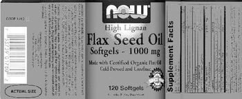 NOW High Lignan Flax Seed Oil Softgels - 1000 mg - an herbal supplement