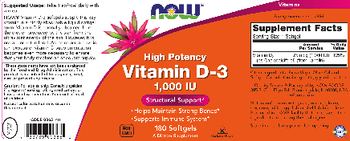 NOW High Potency Vitamin D-3 1,000 IU - supplement