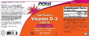 NOW High Potency Vitamin D-3 1,000 IU - supplement