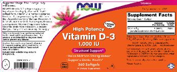 NOW High Potency Vitamin D-3 1,000 IU - supplement