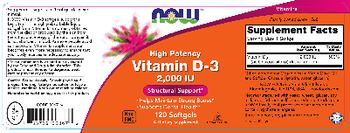 NOW High Potency Vitamin D-3 2,000 IU - supplement