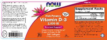 NOW High Potency Vitamin D-3 2,000 IU - supplement