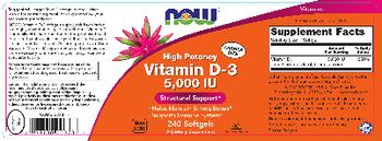 NOW High Potency Vitamin D-3 5,000 IU - supplement