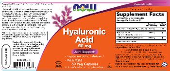 NOW Hyaluronic Acid 50 mg - supplement