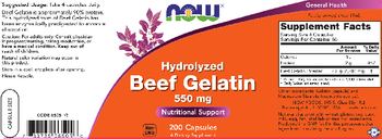 NOW Hydrolyzed Beef Gelatin 550 mg - supplement