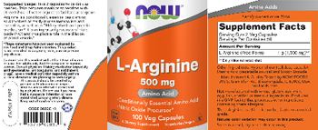 NOW L-Arginine 500 mg - supplement