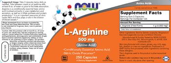 NOW L-Arginine 500 mg - supplement