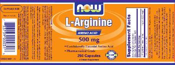 NOW L-Arginine Amino Acid 500 mg - supplement