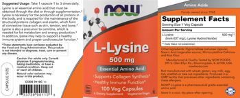 NOW L-Lysine 500 mg - supplement