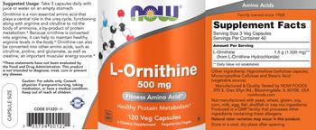 NOW L-Ornithine 500 mg - supplement