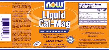 NOW Liquid Cal-Mag Lemon Flavor - supplement