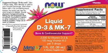 NOW Liquid D-3 & MK-7 - supplement