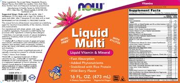 NOW Liquid Multi Tropical Wild Berry Flavor - supplement